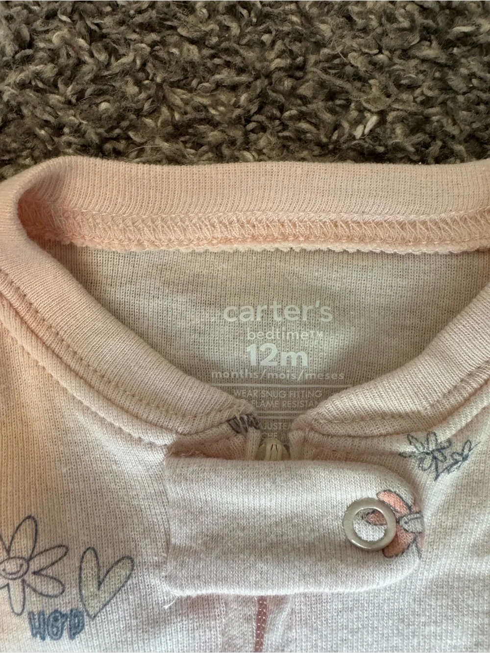 Carter's Pink and White Floral Footed Pajama Set